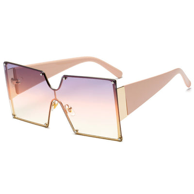 Fashion Metal Ladies Big Frame Rimless Sunglasses Sunglasses