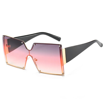 Fashion Metal Ladies Big Frame Rimless Sunglasses Sunglasses