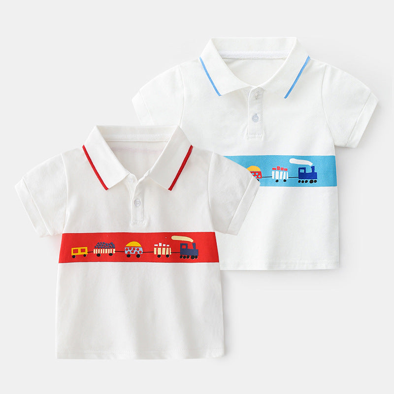 Cartoon Car Boys Short Sleeve Polo Shirt