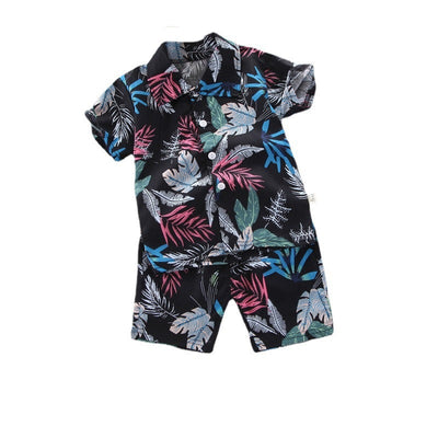Baby Boys Floral Clothes Set Print Shirt Top Short Pants