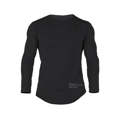 Autumn New Fitness Long Sleeve Men\'s Elastic Breathable T-shirt with Pure Colour and Simple Leisure Underwear Training Suit