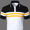 Striped Printed Short Sleeve Button Polo Shirt For Men