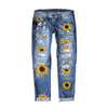 Jeans Ladies Vintage Print Sunflower