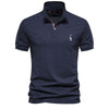Deer Embroidered Men's T-shirt Solid Color Polo Collar Basic Style Short-sleeved Shirt Men